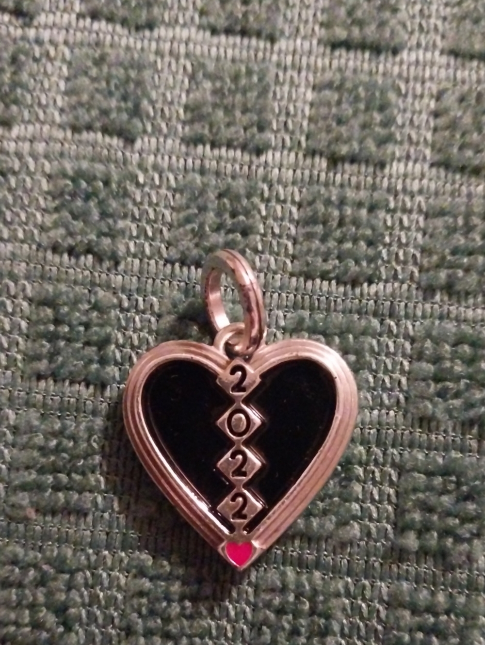 Heart Year 2022 Pendant Charm in Black and Red